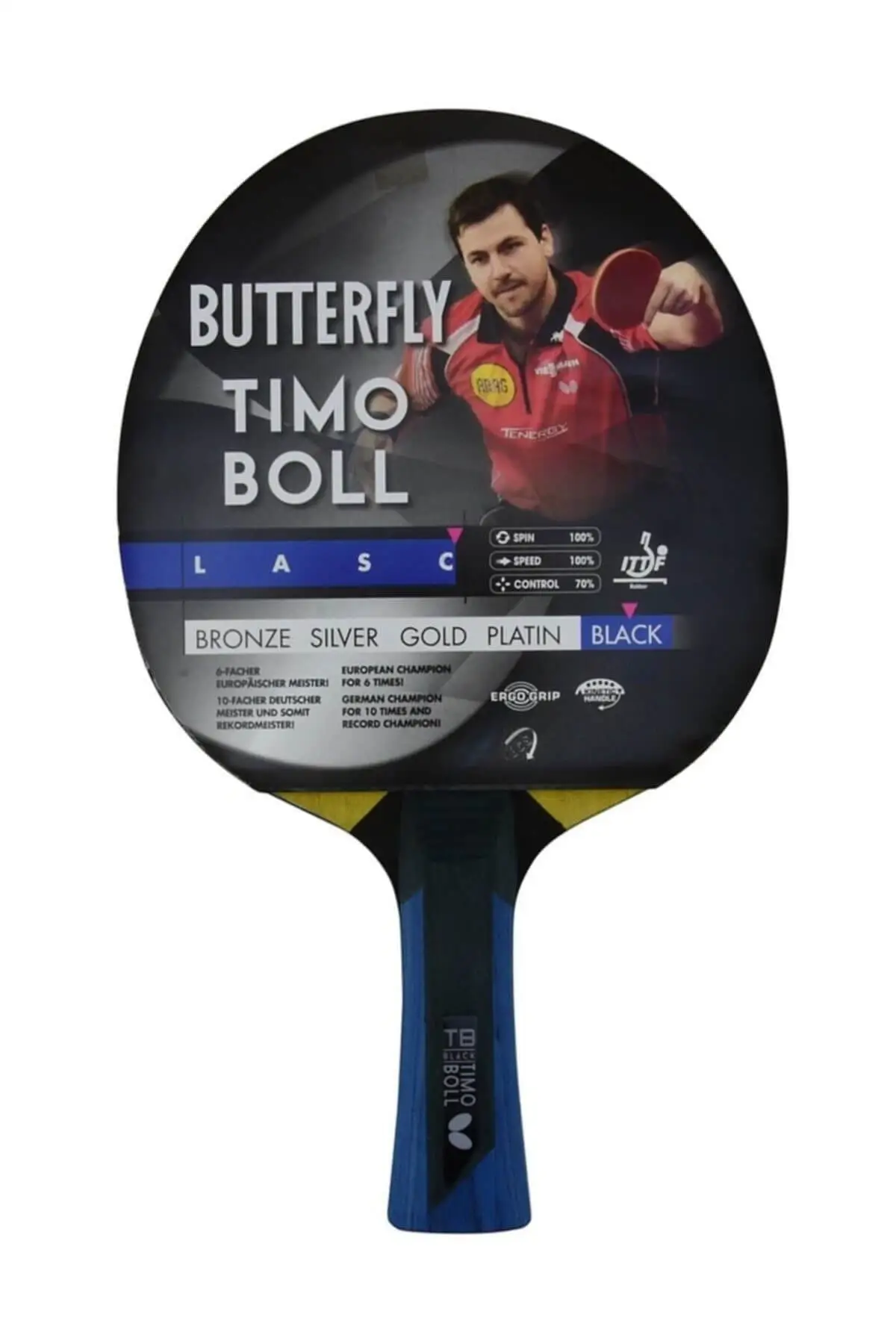 Утонченная ракетка для настольного тенниса Butterfly TIMO BOLL черного цвета для технически говорящих продвинутых игроков ракетка для настольного тенниса butterfly timo boll gold