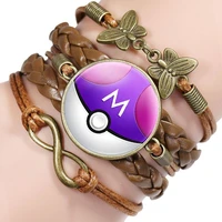 anime figures pokemon pikachu elf ball cartoon woven bracelet cosplay prop accessories jewelry poke ball pokemon party gifts