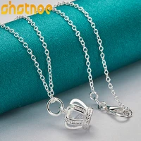 925 sterling silver 16 30 inch chain aaa zircon crown pendant necklace for women engagement wedding fashion charm jewelry