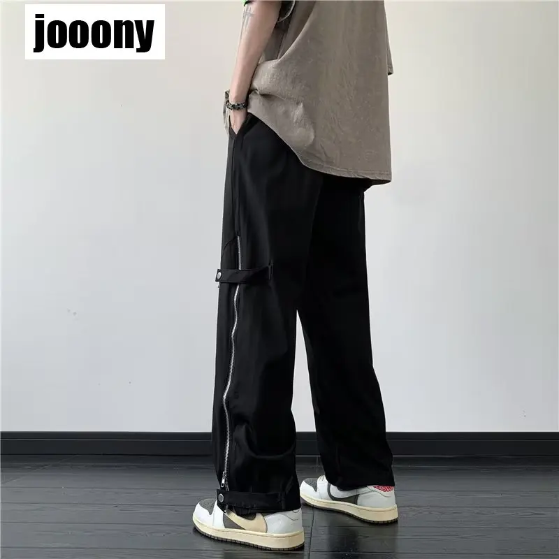 Брюки мужские прямые на молнии базовые модные однотонные повседневные