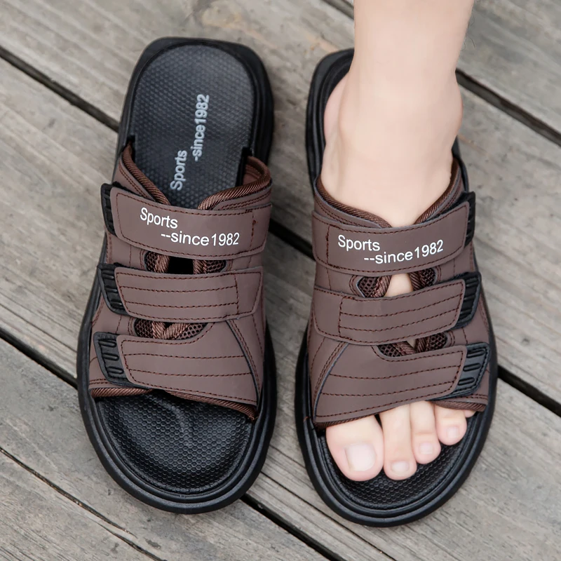 Free shipping men's summer slippers trend top quality outer wear non-slip deodorant outdoor beach sandals clogs