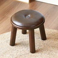 american living room soft bag solid wood stool furniture for home shoes changing stool pu leather cushion stool rubber wood