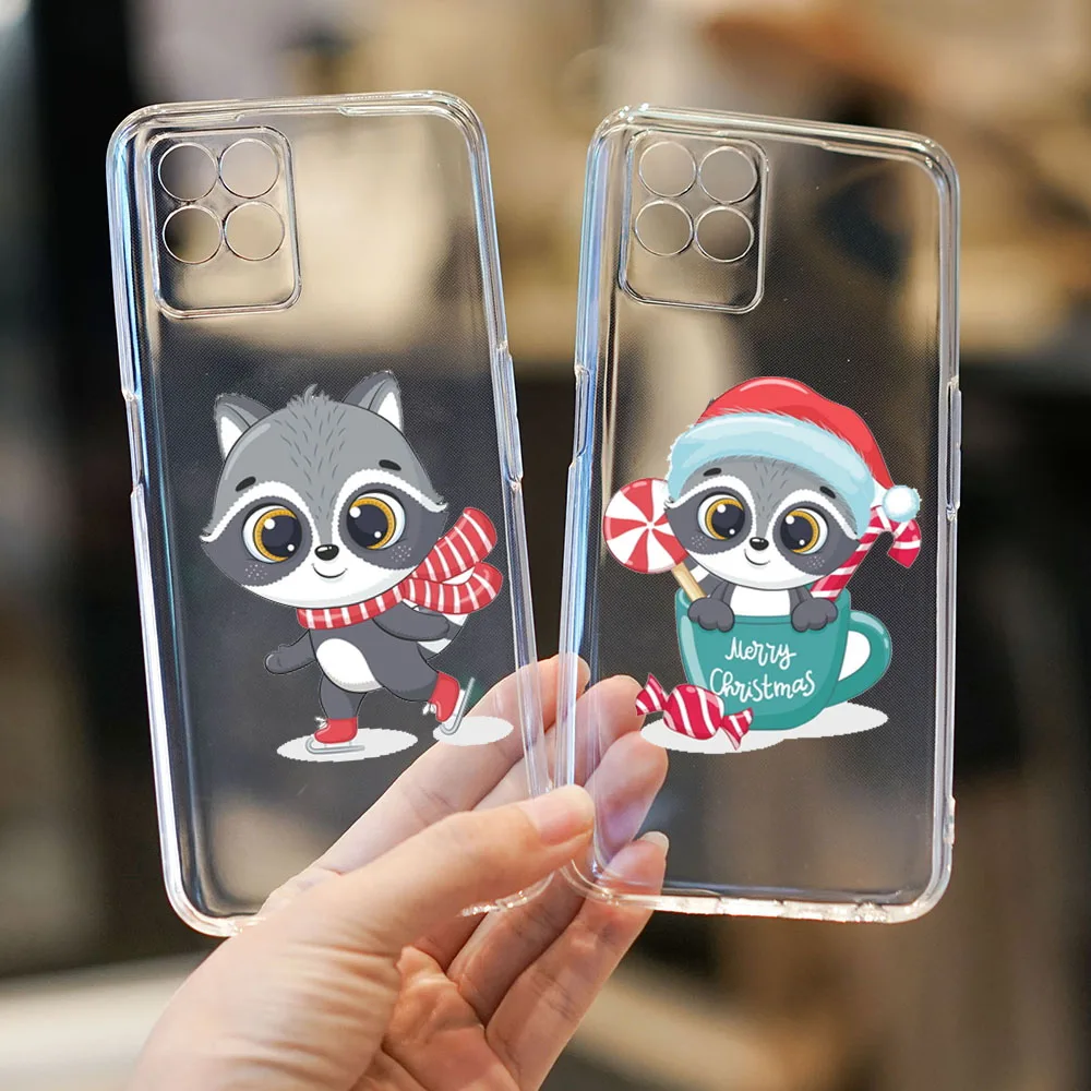 Новогодний рождественский чехол для телефона OPPO Realme C35 C31 Прозрачный из ТПУ Gt Neo 3 2