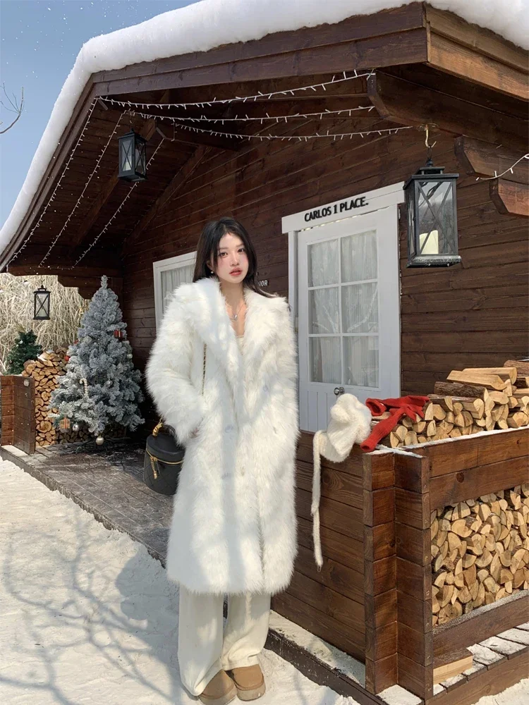 Корейская мода пальто из искусственного лисьего меха женский костюм с