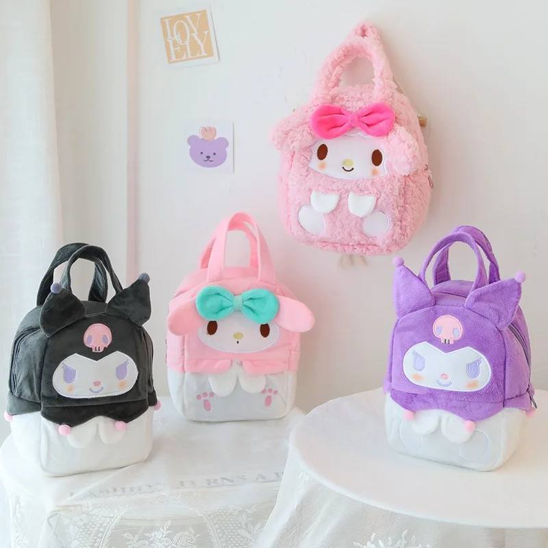 

Kawaii Sanrio плюшевые My Melody Kuromi женские сумки-тоут сумки на плечо модные женские сумки-мессенджеры кошельки для детей Рождественский подарок