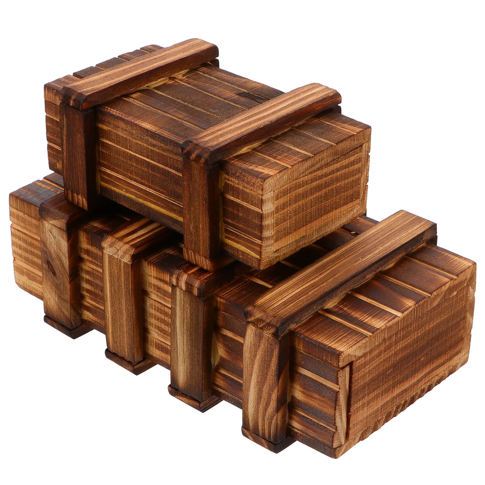 

2 Pcs Educational Intelligence Toys Secret Puzzle Case Secure Box Kid Kids Wooden Puzzles Drawer Children 3d