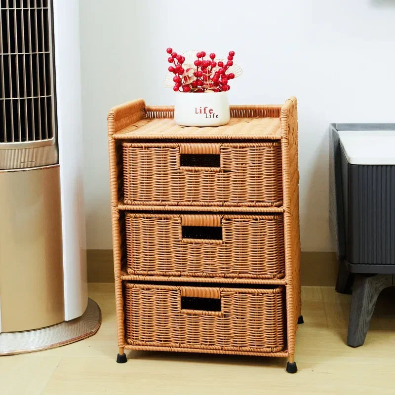 Прикроватный столик в скандинавском стиле двухслойный для хранения с выдвижным