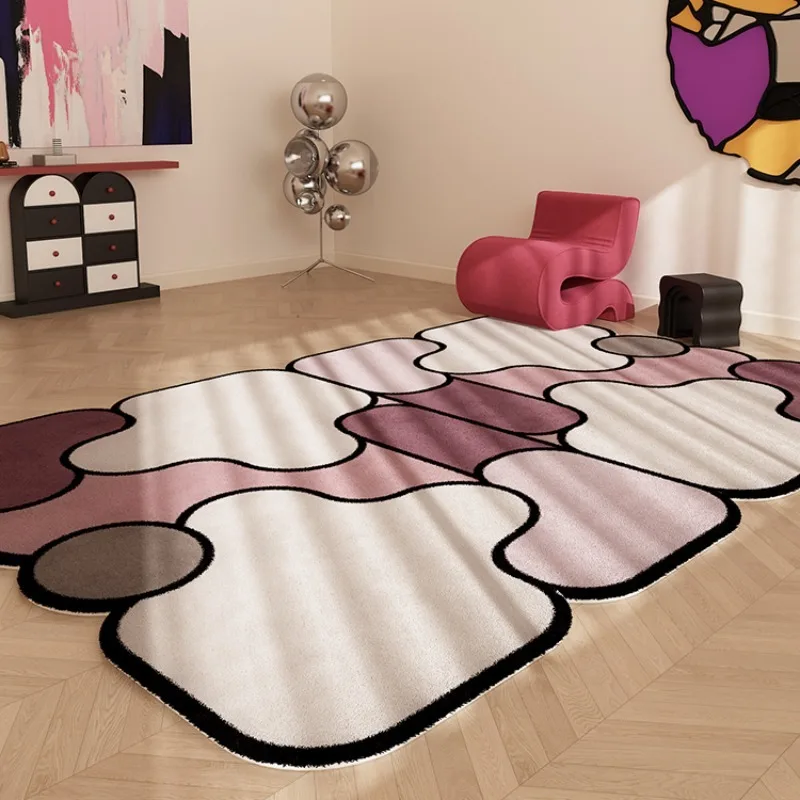 

Irregular Shape Foldable Machine Washable Pink Living Room Carpet Art Coffee Tables Bedroom Plush Mat Thicken Rug Ковер Tapis 러그