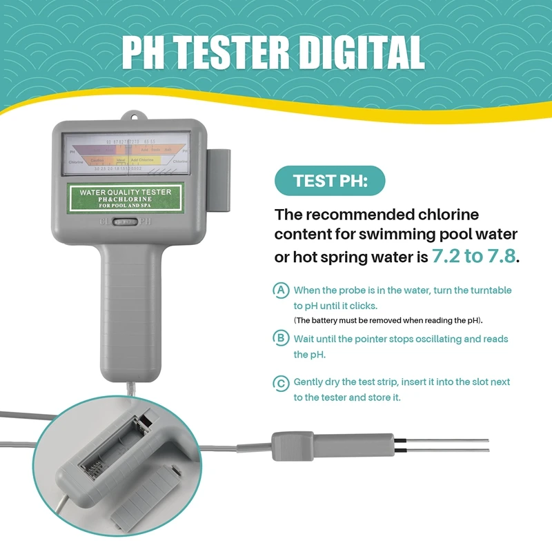Water PH Chlorine Tester Swimming Pool Quality Spa Level Meter Analysis Measurement Monitor Check Test Kit
