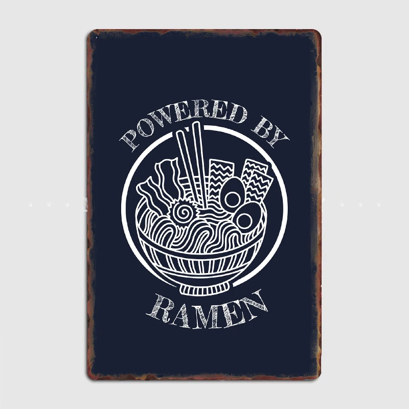 

Powered By Ramen Ramen Lover Gift Noodles Asian Food Metal Sign Club Home Garage Club Create Garage Decoration Tin Sign Poster