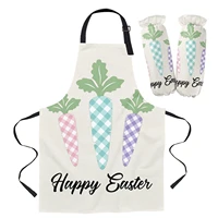 easter checkered radish silhouette kitchen aprons for women bibs household cleaning apron home chefs cooking baking apron