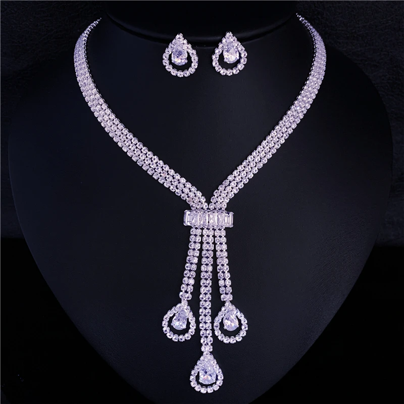 

Лидер продаж, роскошные свадебные украшения, ожерелье и серьги с круглым кристаллом, набор аксессуаров для свадебного ужина, подарки для де...