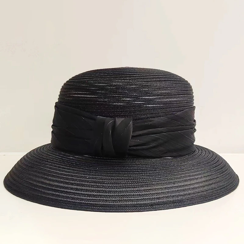 Фото MAXSITI U летняя дышащая Солнцезащитная шляпа Sombreros для женщин Складная пляжная шляпа в рыбацком стиле черная соломенная шляпа Панама Кепка №2