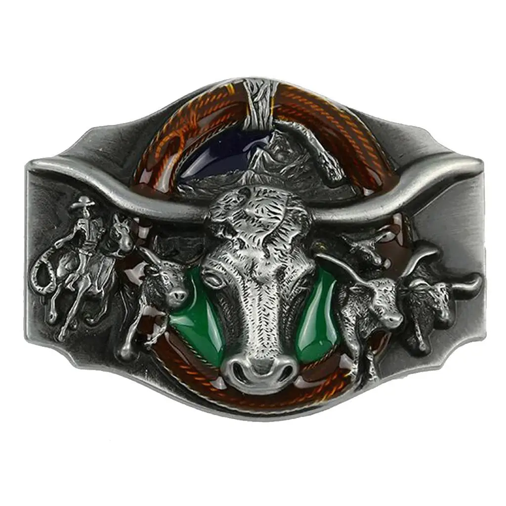 

retro cowboy Belt Buckles Bull Head Pattern India Style Belt Buckle Head for 3.6-3.9cm Belt Body