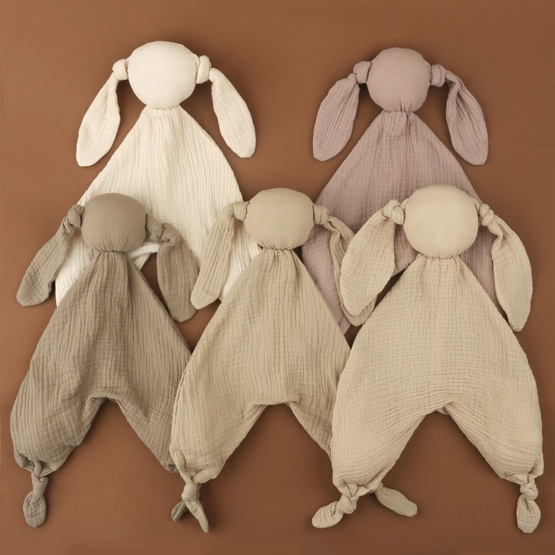 

Soft Cotton Muslin Baby Bib Rabbit Doll Newborn Appease Towel Security Blanket Baby Sleeping Cuddling Towel Facecloth