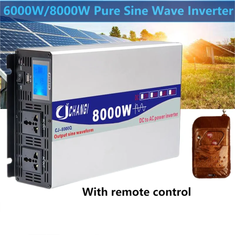 

Inverter DC 12V 24V 48V 60V to AC 110V 220V Voltage Transformer Pure Sine Wave 5000W 6000W 8000W Power Converter Solar Inverter