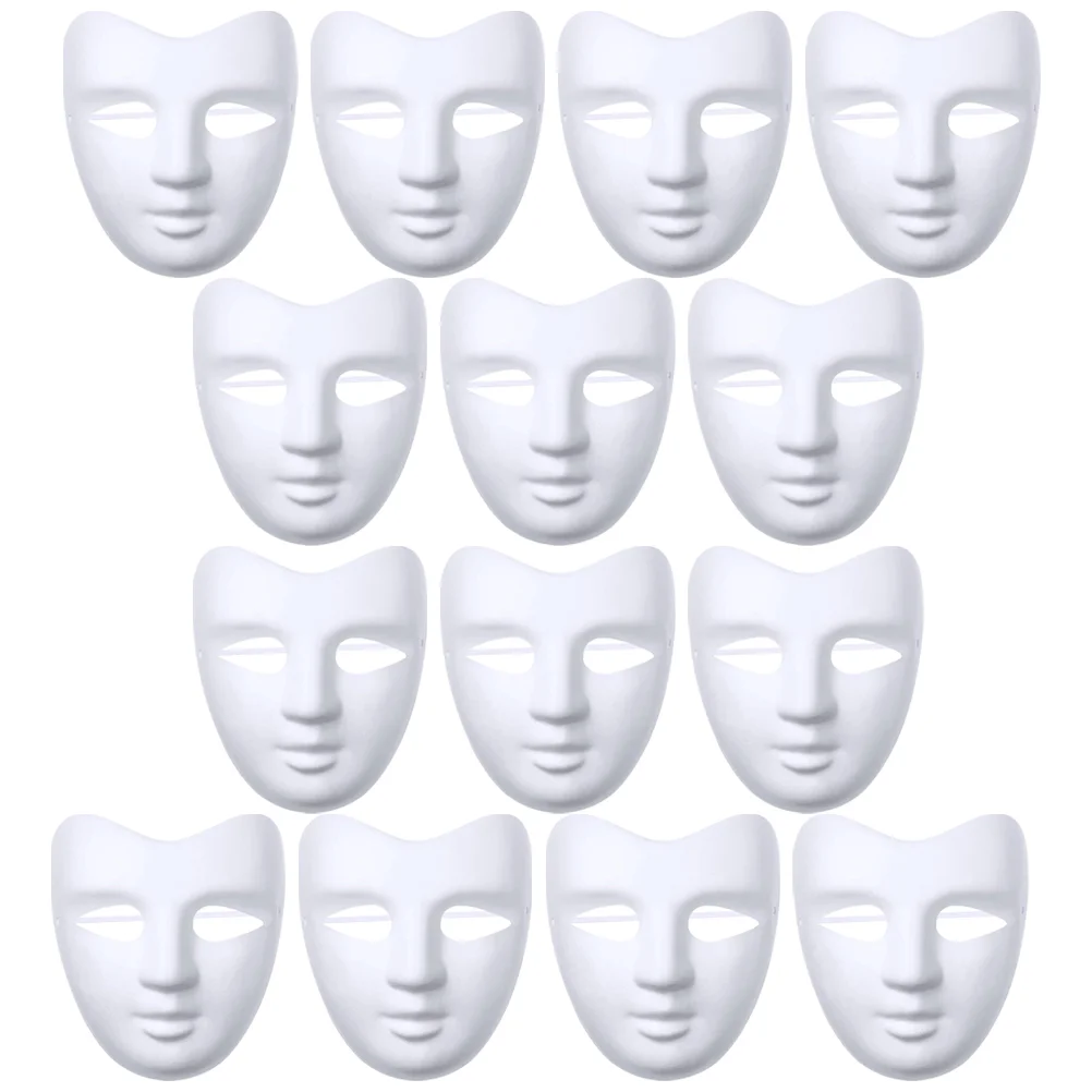 

20 Pcs Cosplay DIY Masks Graffiti White Dress Kids Masquerade Blank Paper Fancy Animal Paintable Decorate Unfinished