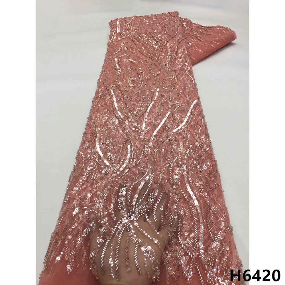 

Top Quality Handmade Machine Beaded Lace African Lace High Quality 2022 Tulle Lace Embroidery Net Lace Bridal Sewing HX6420