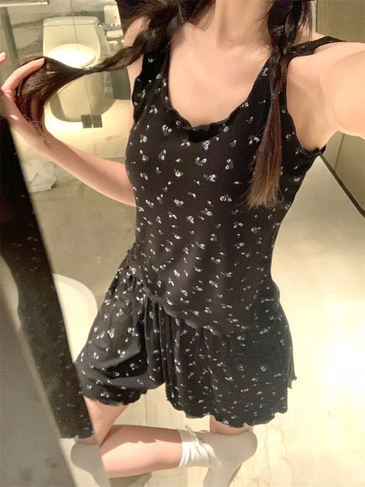 Летняя новинка милые пижамы с нагрудной подушкой свободные на бретельках