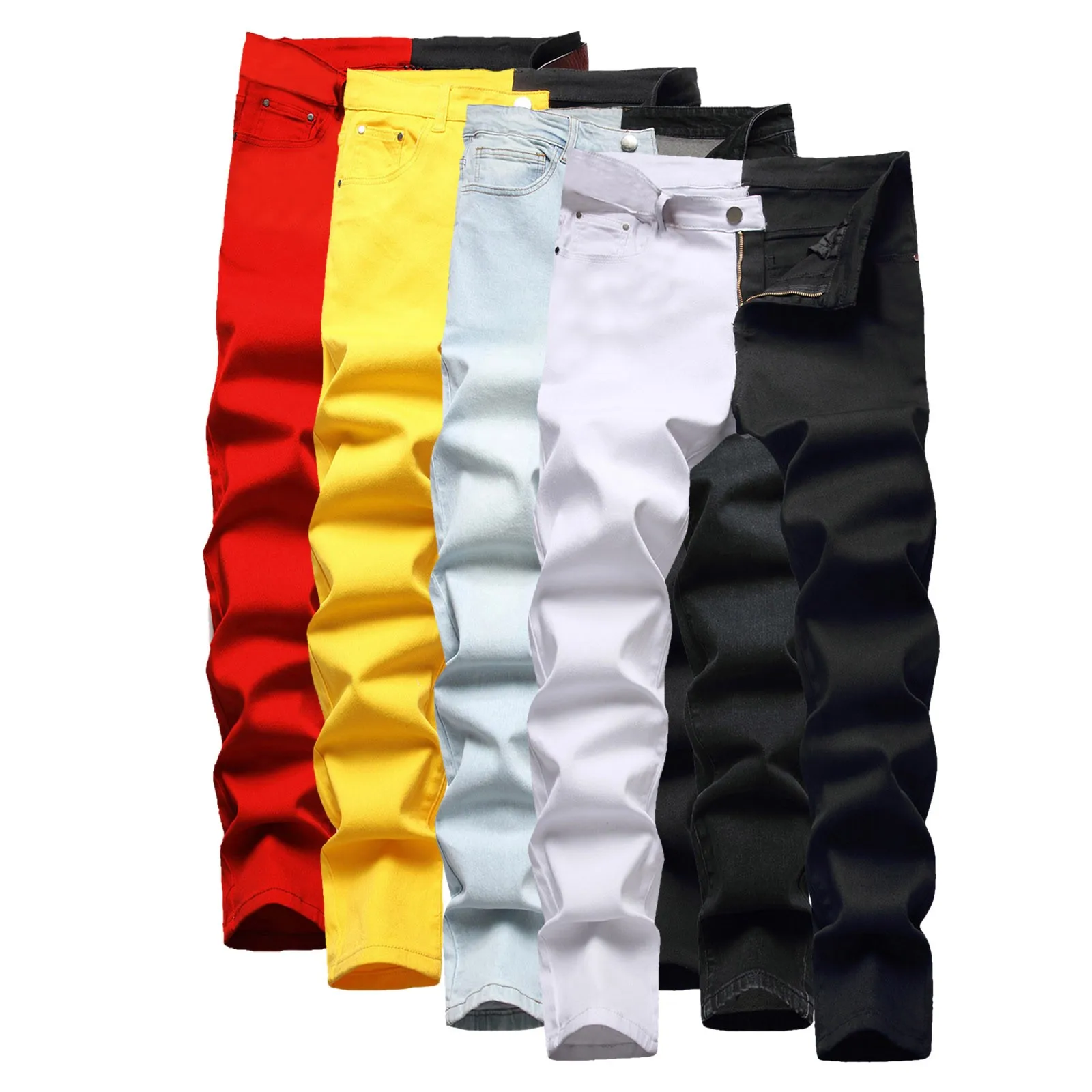 Fashion Straight Hip Jeans Patchwork Street Hop Pants Men's Denim With Pockets Casual Men's pants