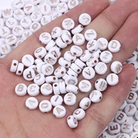 mixed white rose gold acrylic letter loose beads round 26 alphabet charms diy beads for bracelet necklace jewelry making 4x7mm