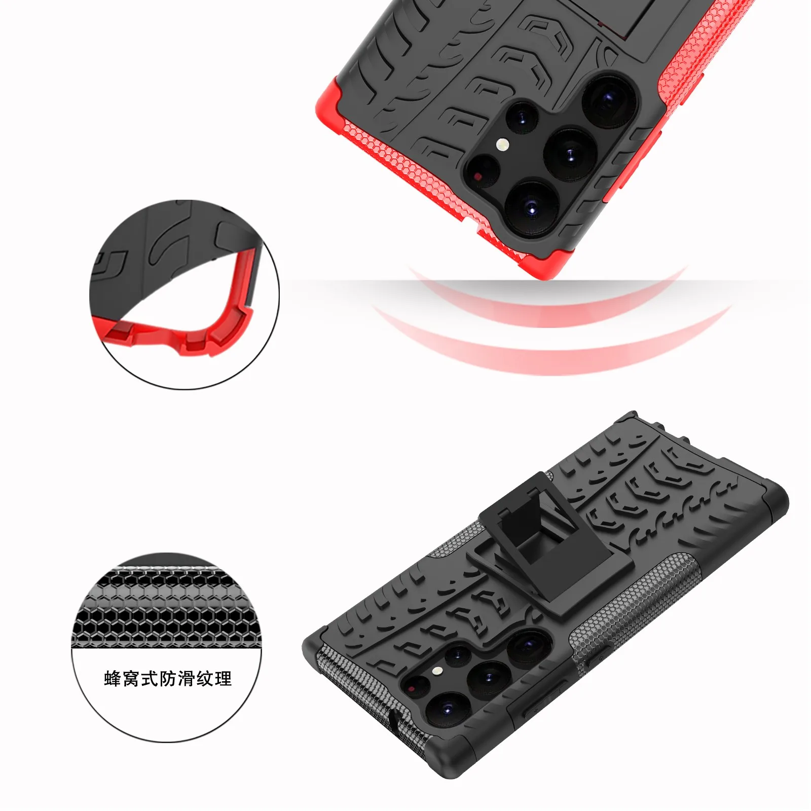 Anti-knock Bumper Armor Stand Hard Camera Protector Case Full Phone Cover For Samsung Galaxy S23 Ultra S22 S21 Ultra Plus Fundas