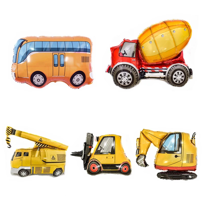 

Cartoon Truck Balloon Bus Excavator Aluminum Film Balloon Truck Crane Toy Balloon Boy Birthday Party Decoration Baby Shower Toys