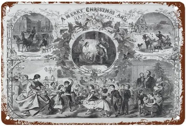 Winslow Homer Merry Christmas And Happy New Year Decor-gig Металлическая жестяная вывеска Настенный декор