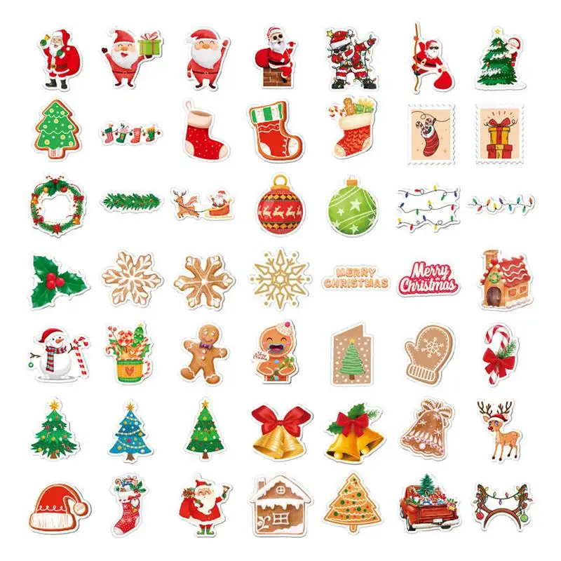 

100pcs Christmas Winter Stickers Santa And Merry Christmas Stickers For Christmas Party Supplies Holiday Gifts For Kids And