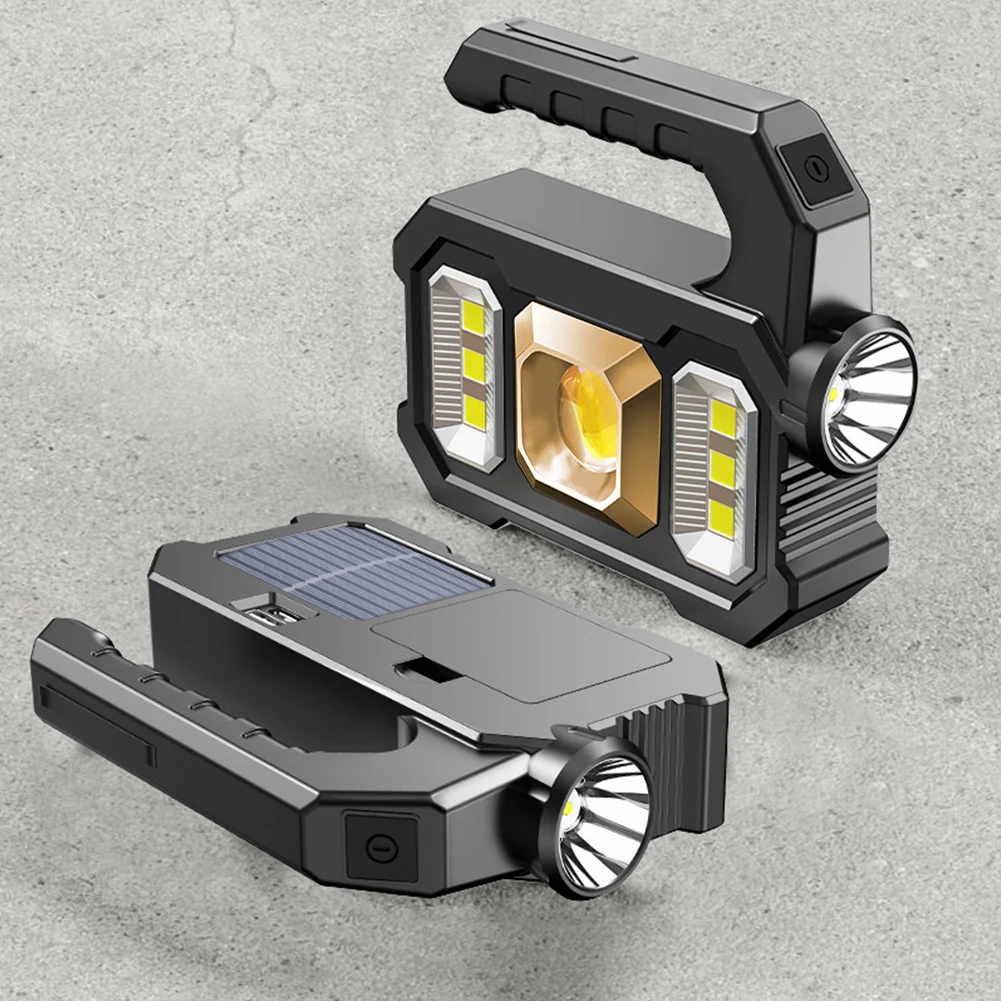 

LED+COB Handheld Spotlight Searchlight USB Charging Waterproof Solar Torch Light 3 Modes Emergency Lighting Camping Lantern