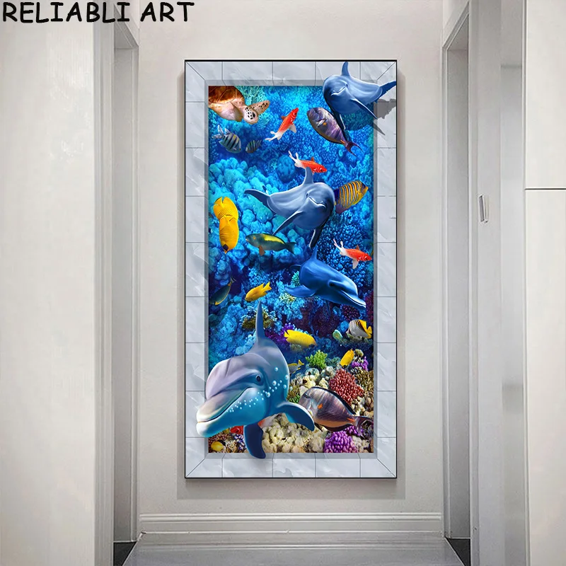 Картина на холсте с глубоководными животными