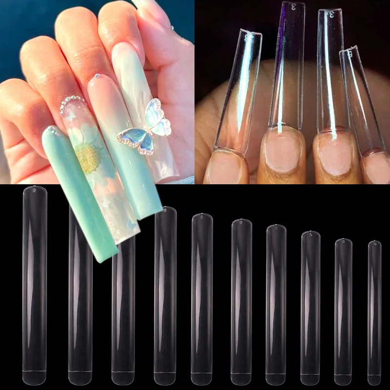 

10pcs 5XL Extra Long Press on Nails for Women Fake Nails Clear Nail Tips Natural Acrylic Extension Nails Super Long False Nails