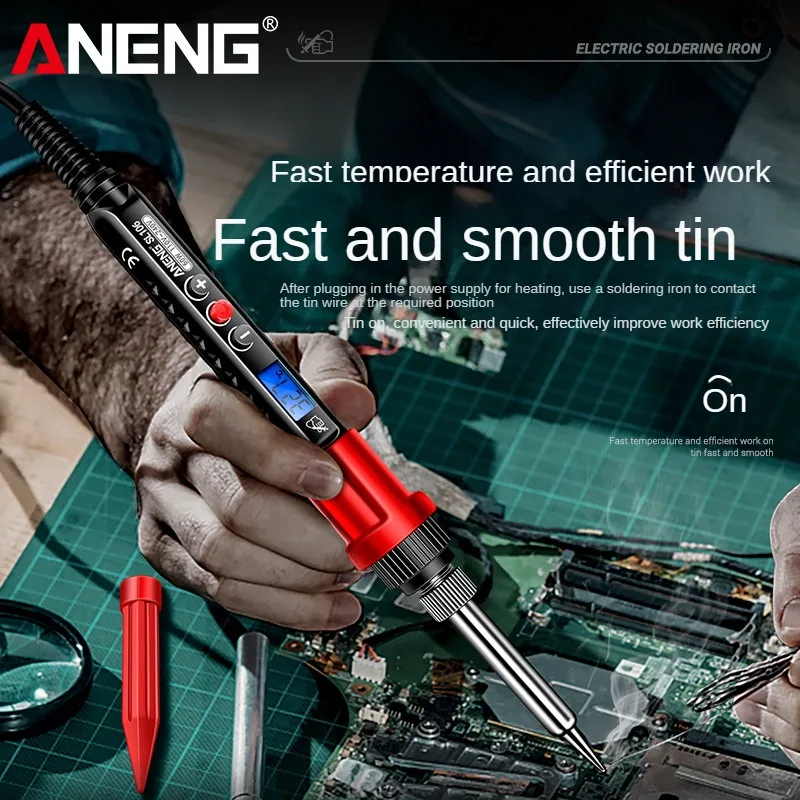 Паяльник ANENG SL106 с цифровым дисплеем и постоянной температурой бытовой паяльник