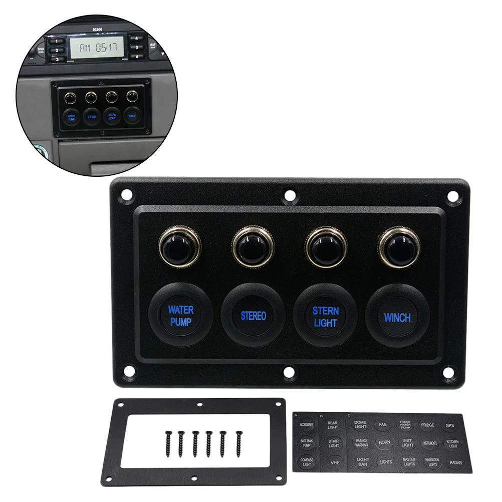 

1 Set 4 Gang Switch Panel Boat Switch Panel 4 Boat Switch Box Marine Boat Switch Panel Rocker Switch Box