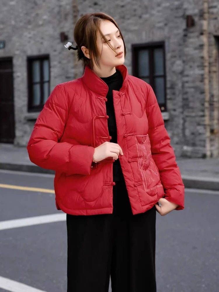Новый китайский Sle National Маленький пуховик женский короткий зимний ретро