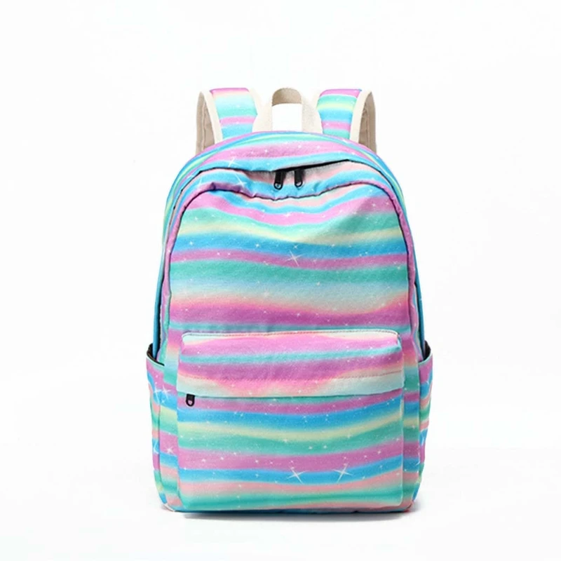 3pcs School Backpack for Teenager Girls Laptop Daypack Kids Bookbag with Lunch Bag Pencil Case Rainbow