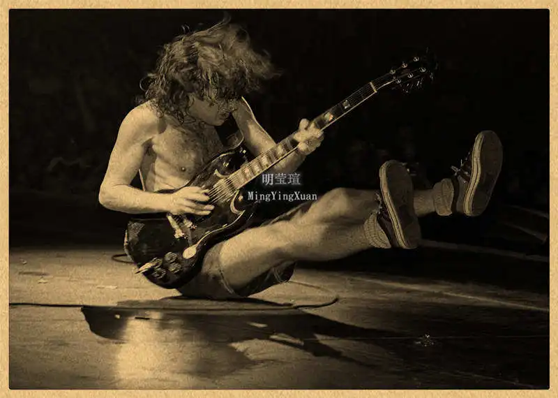 

Ретро-постер AC/DC из крафт-бумаги