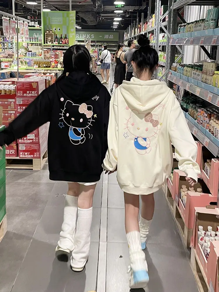 

Anime Kawaii Sanrio Hello Kitty Cute Cartoon Women's Sweatshirt Spring Autumn New Couple Printed Loose Versatile Tops Trend Ins