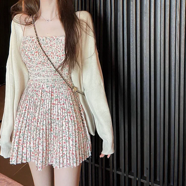 Вьетнамское Niche2024 летнее платье-майка с ароматным цветком мягкое милое