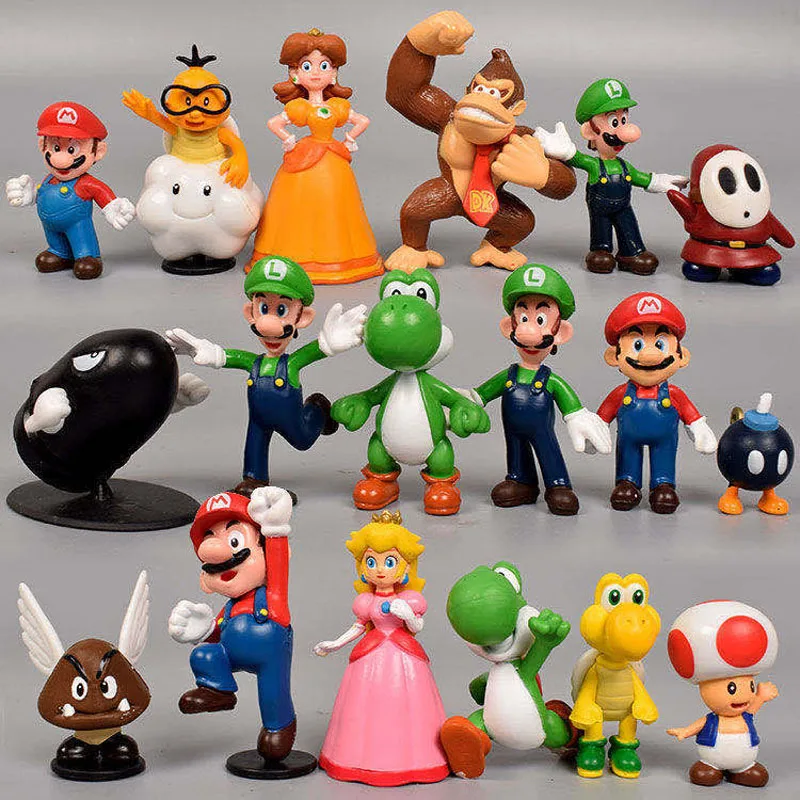 

Super Mario Bros PVC Action Figures Doll Toys Yoshi Peach Princess Luigi Shy Guy Odyssey Donkey Kong Cartoon Model Kids Gift