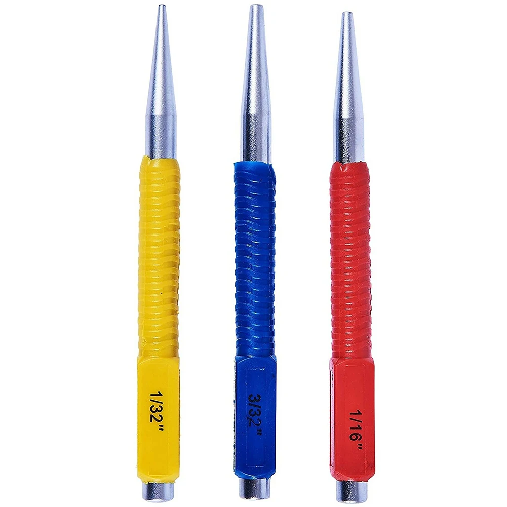 

Punch Coded Nail Punch Hand Tool 1/16\\\" 1/32\\\" 3/32\\\" 3pcs 40CR-V Steel