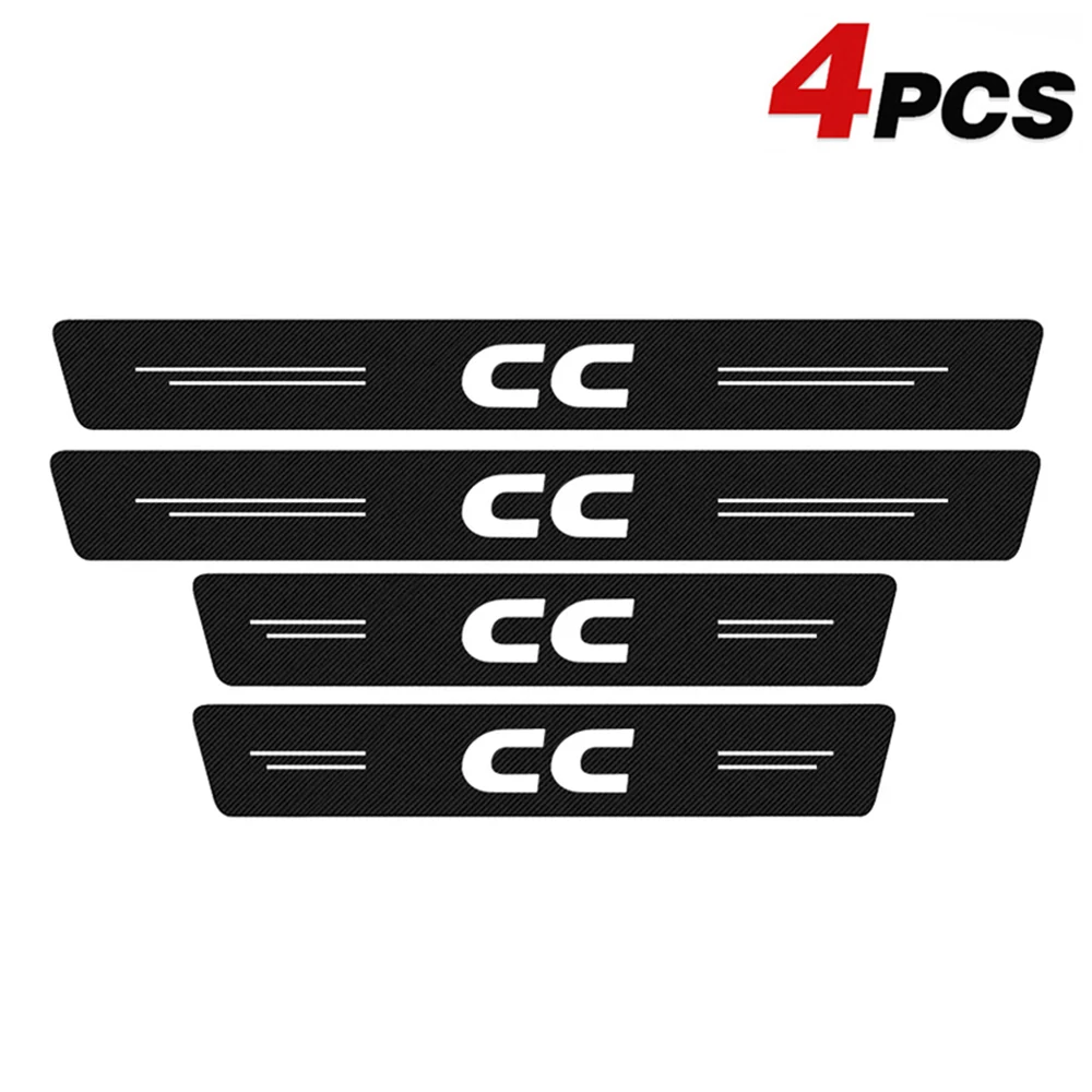 

4Pcs For CC 2008-2013 2014 2015 2016 2017 Car Door Threshold Plate Sill Carbon Fiber Stickers Decal Protector Tuning Accessories
