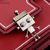 dophee 1 set robot shape clasp turn lock twist locks metal hardware for diy handbag shoulder bag purse