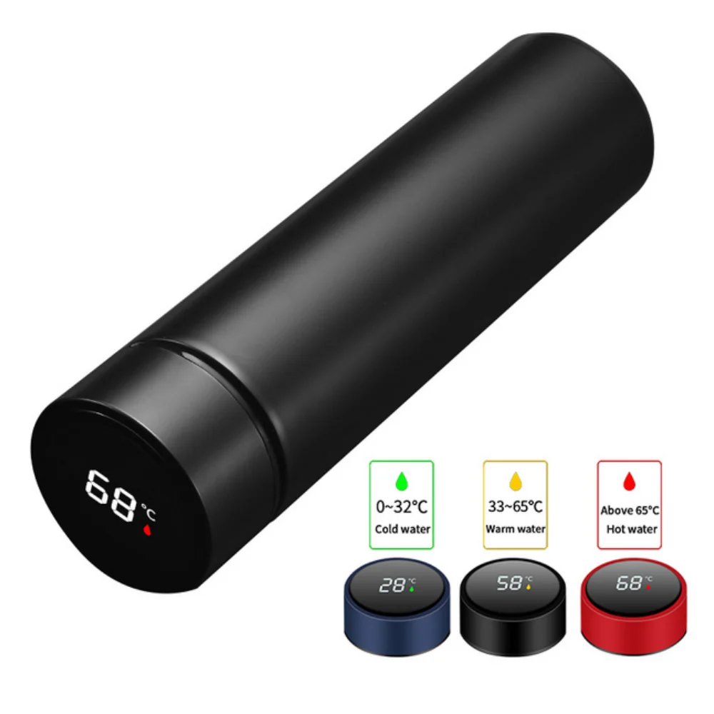 

500ml Portable High-End Stainless Steel Vacuum Cup Intelligent Digital Coffee Thermos Temperature Display Leakproof Sport Bottle