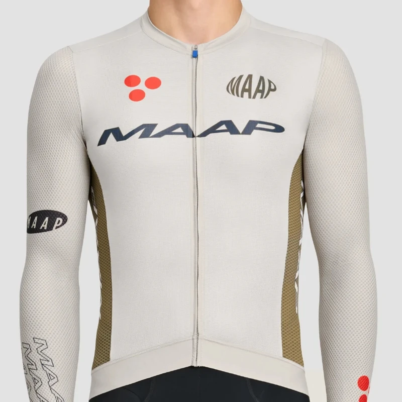 

MAAP 2022 Men Summer Long Sleeve Breathable Mesh Cycling Jersey Mountain Bike Racing Team Sportswear Hem Webbing Quick Dry Shirt
