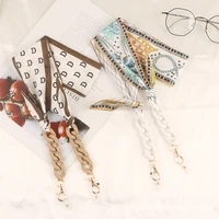 fashion acrylic print silk scarf windproof glasses chain jewelry lanyard nylon rope sunglasses mask holder neck strap for women