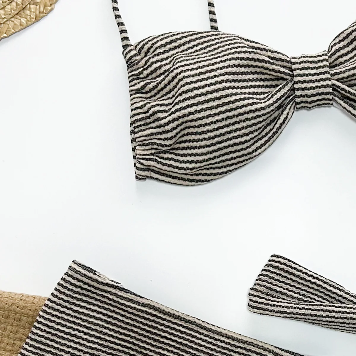 Сексуальные комплекты бикини Бандо в горизонтальную полоску купальники с