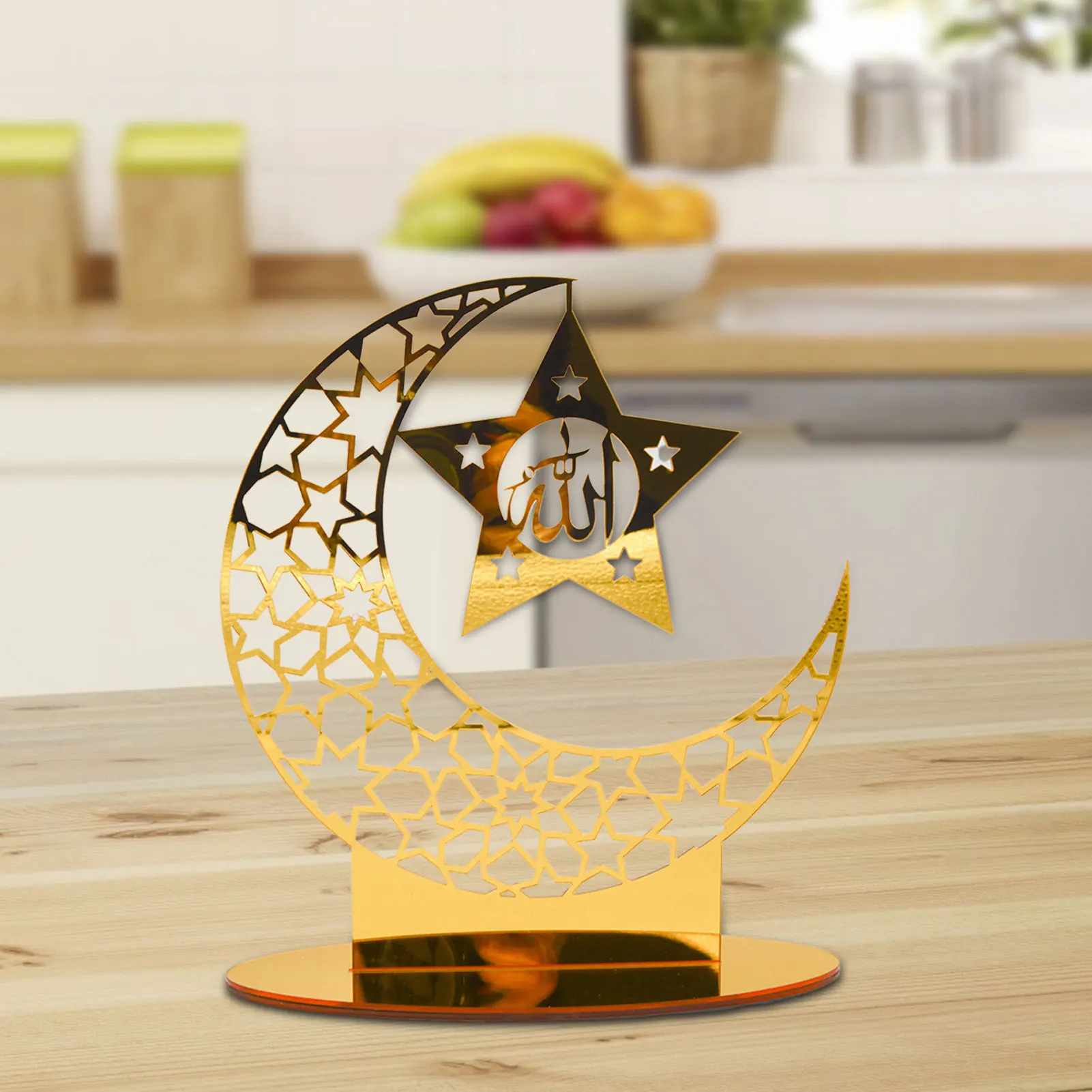 

Muslim Ramadan Decorations Eid Ornaments Gift For Muslims Islamic Wall Table Decor Moon Star Shape Pendant Ornament