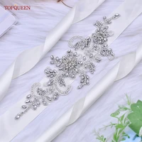 topqueen s56 handmade bridal belt silver rhinestone pearl sash women evening dresses gown girdles bridesmaid wedding accessories