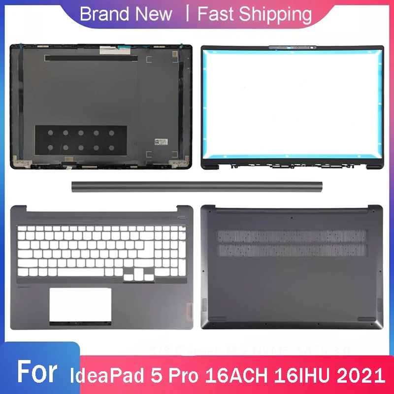 

Новый нижний чехол для ноутбука Lenovo IdeaPad 5 Pro 16ACH 16IHU 2021, задняя крышка ЖК-дисплея, передняя панель, петля, Упор для рук, верхняя серая